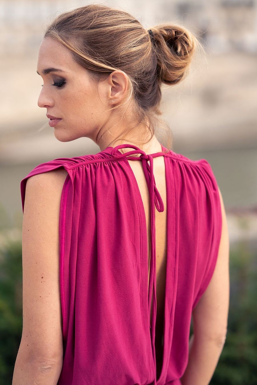 Canobio - Robe courte Jacynthe framboise