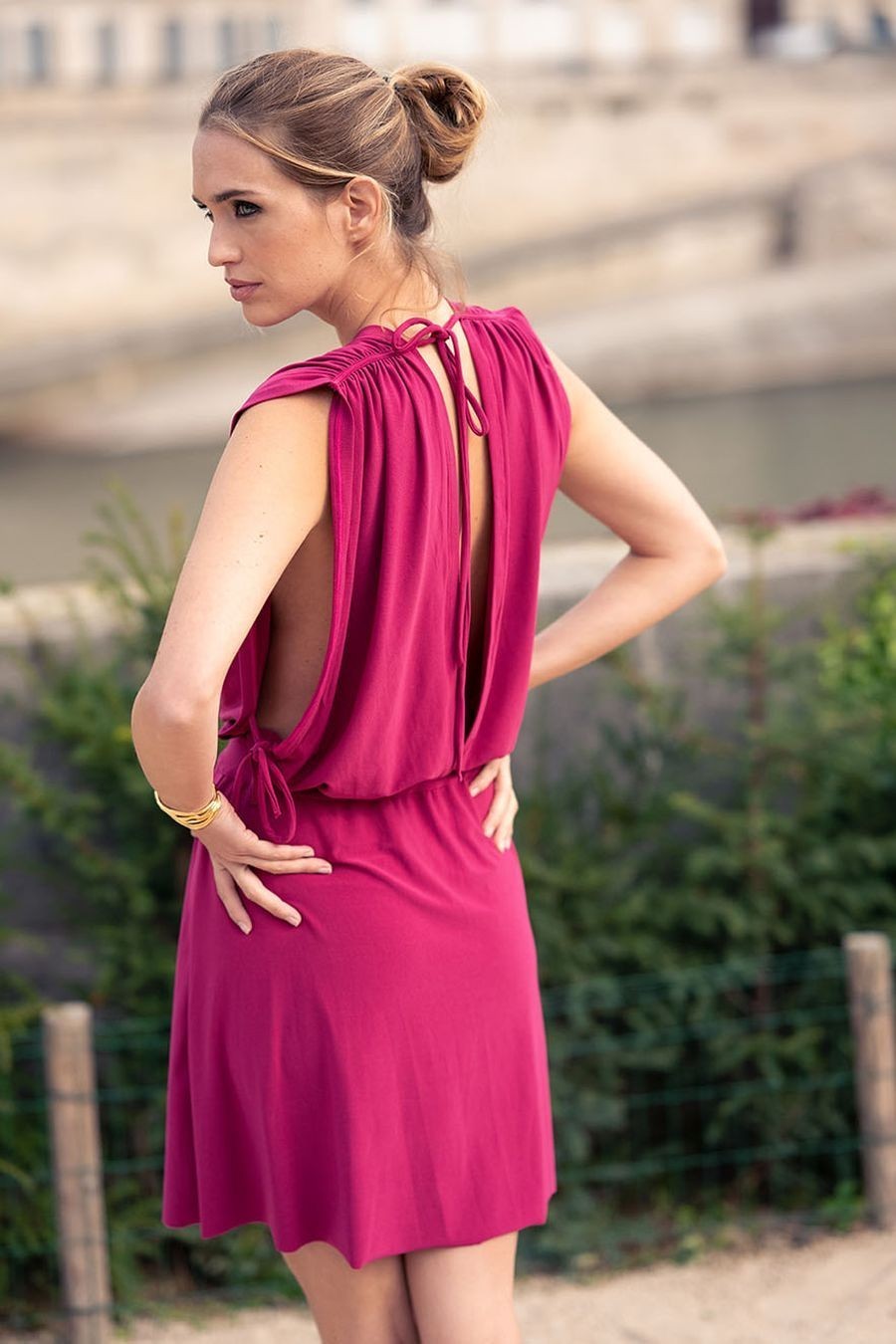 Canobio - Robe courte Jacynthe framboise