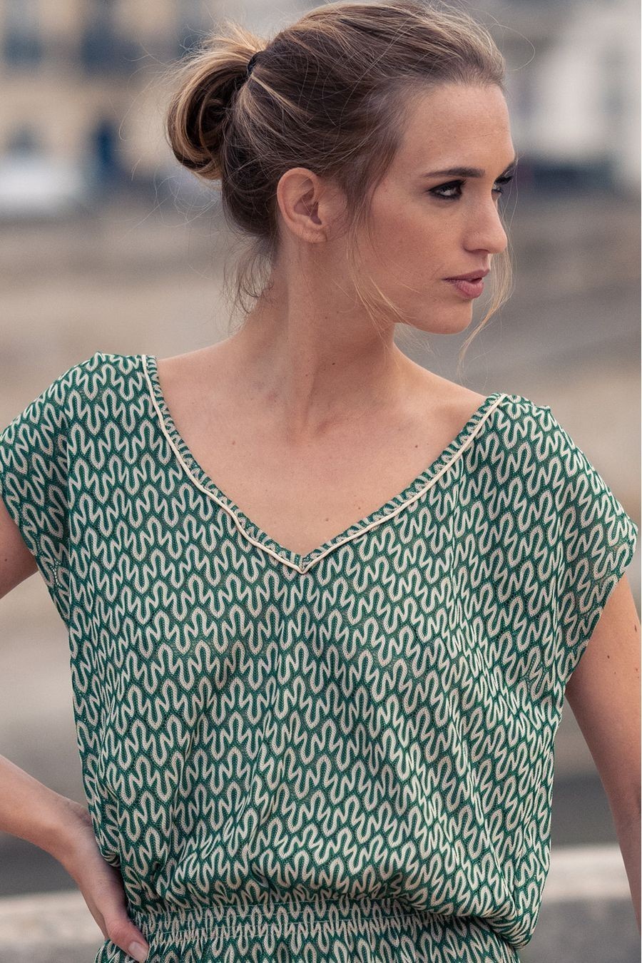 Canobio - Robe longue Flora Dentelle Verte