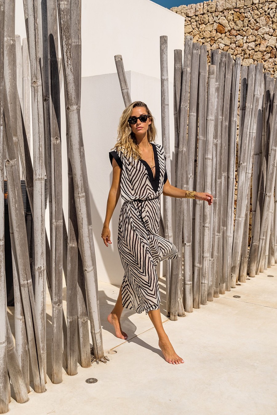 Canobio - Robe longue Sarah Mousseline Zebre