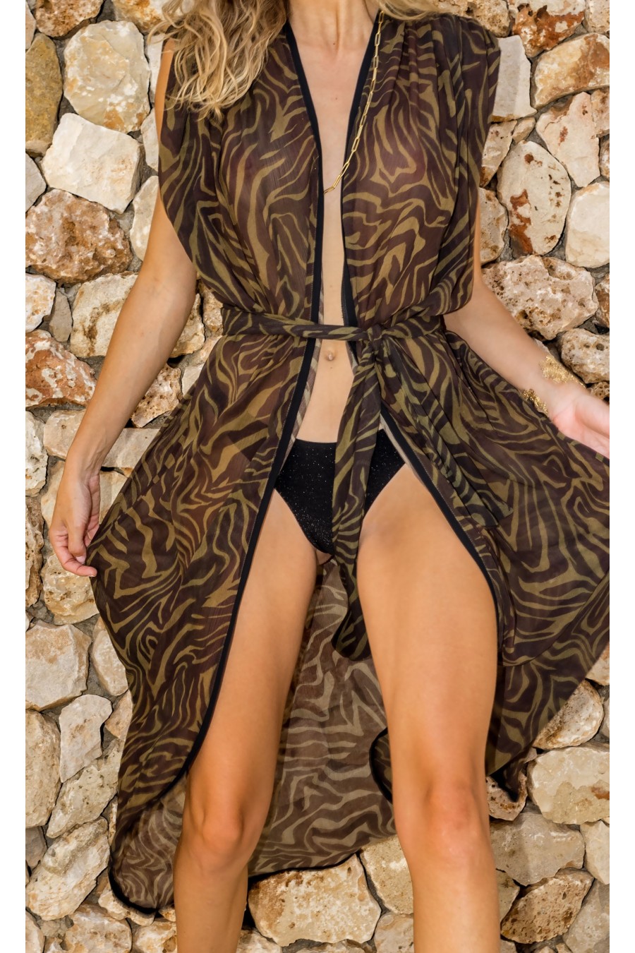 Canobio - Robe longue Elisa Zèbre Kaki