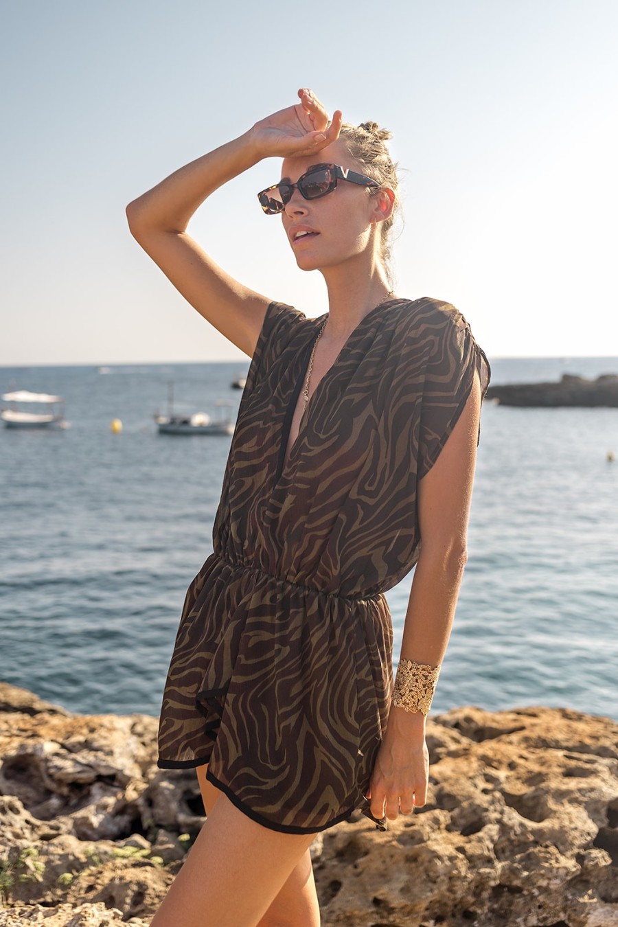 Canobio - Robe courte Zoé zèbre kaki